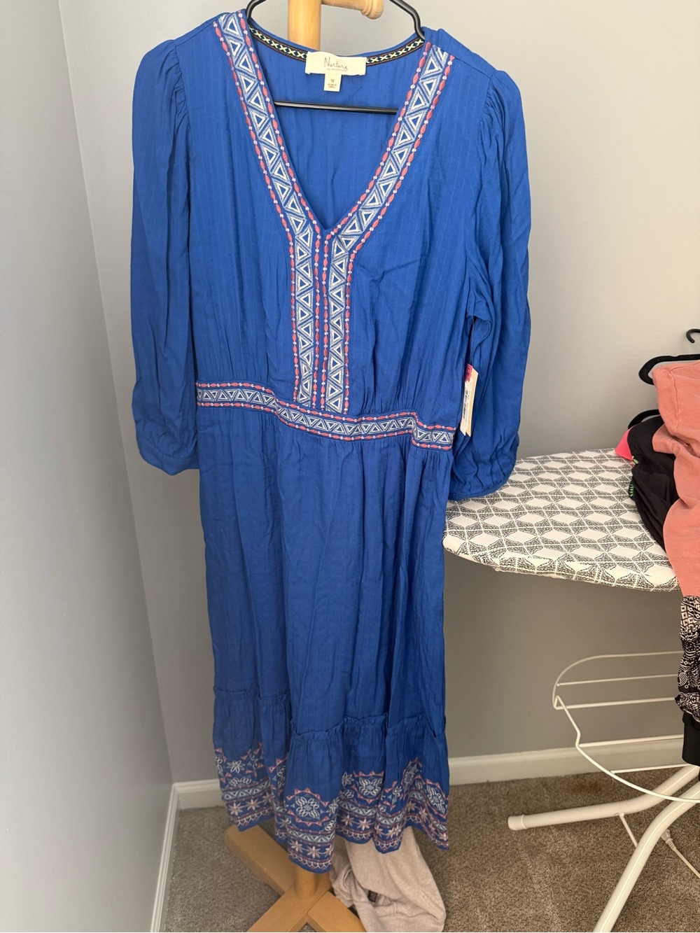 Westbound Royal Blue Embroidered V-Neck Maxi Dress